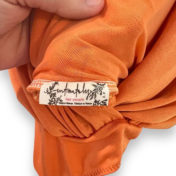 NWT Free People Intimately Night Owl Bodysuit Size S Super Tropical Orange $68 - Picture 7 of 12